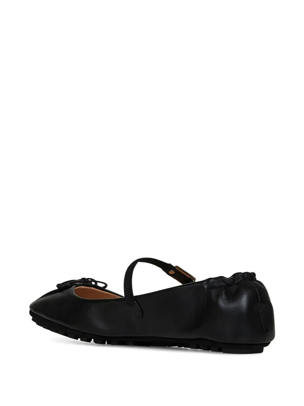 Fendi Black Nappa Leather Baguette Ballet Flats In Black