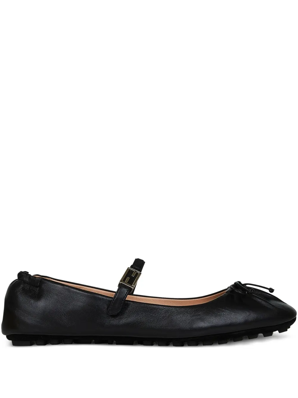 FENDI FF-logo buckle bow-detail ballet flats Black