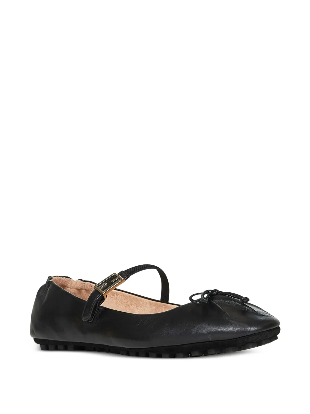 FENDI FF-logo buckle bow-detail ballet flats Black