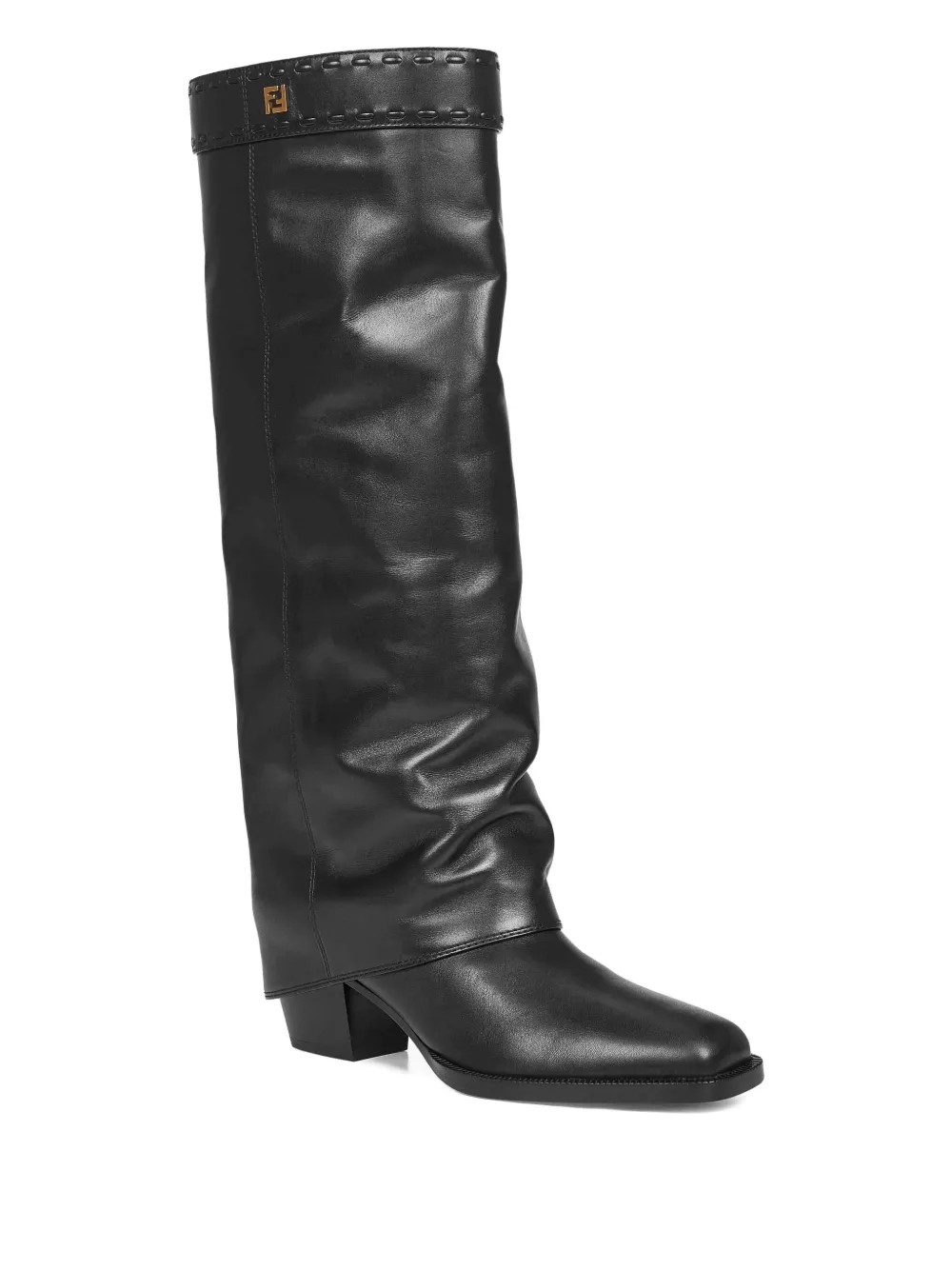 FENDI 55mm FF-logo plaque knee-high boots Black