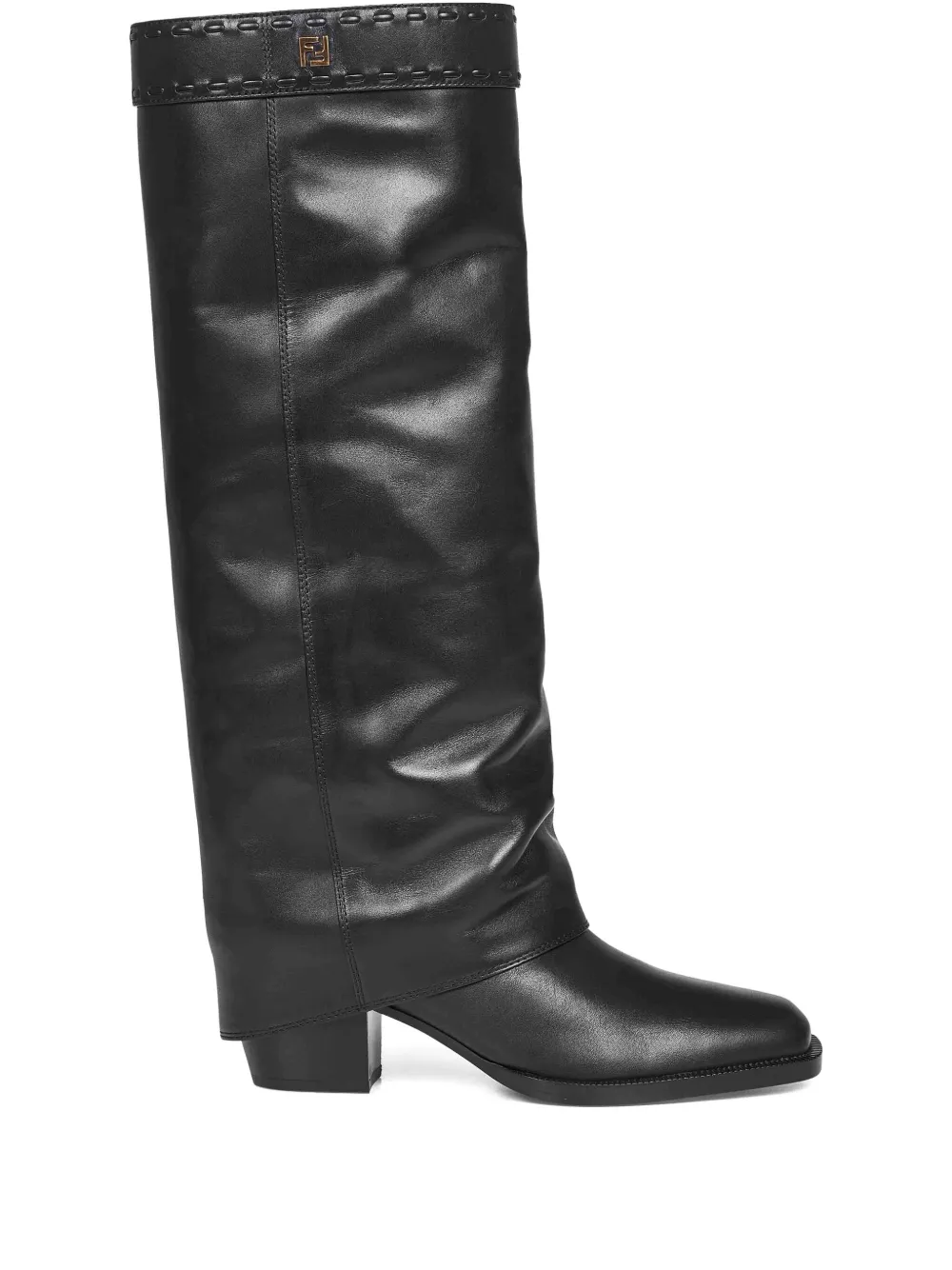 FENDI 55mm FF-logo plaque knee-high boots Black