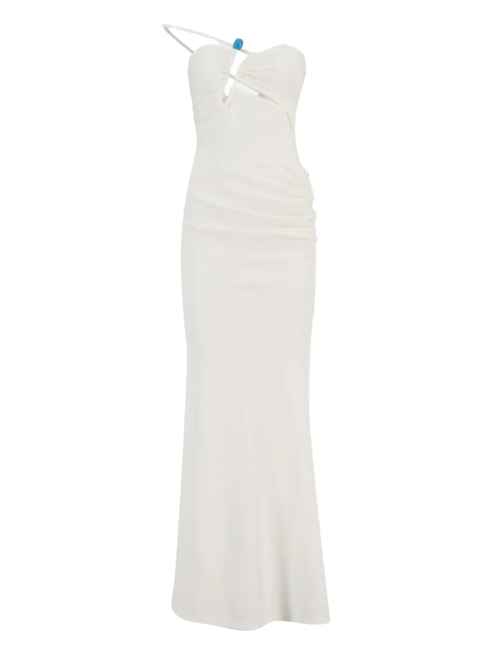 Christopher Esber Crystal Pin Cutaway Embellished Maxi Dress In White
