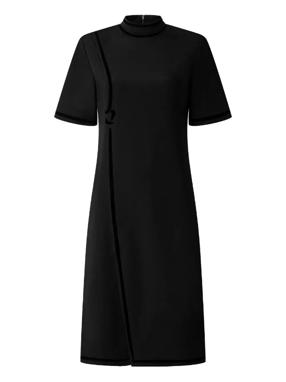 Shanghai Tang velvet-trimmed silk dress - ブラック Shanghai Tang velvet-trimmed silk dress - ブラック