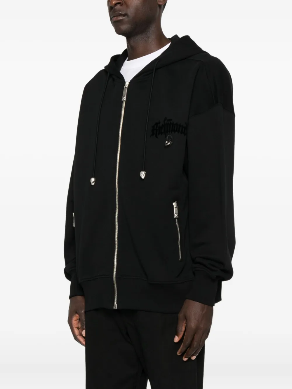 John Richmond Hoodie met geborduurd logo Zwart