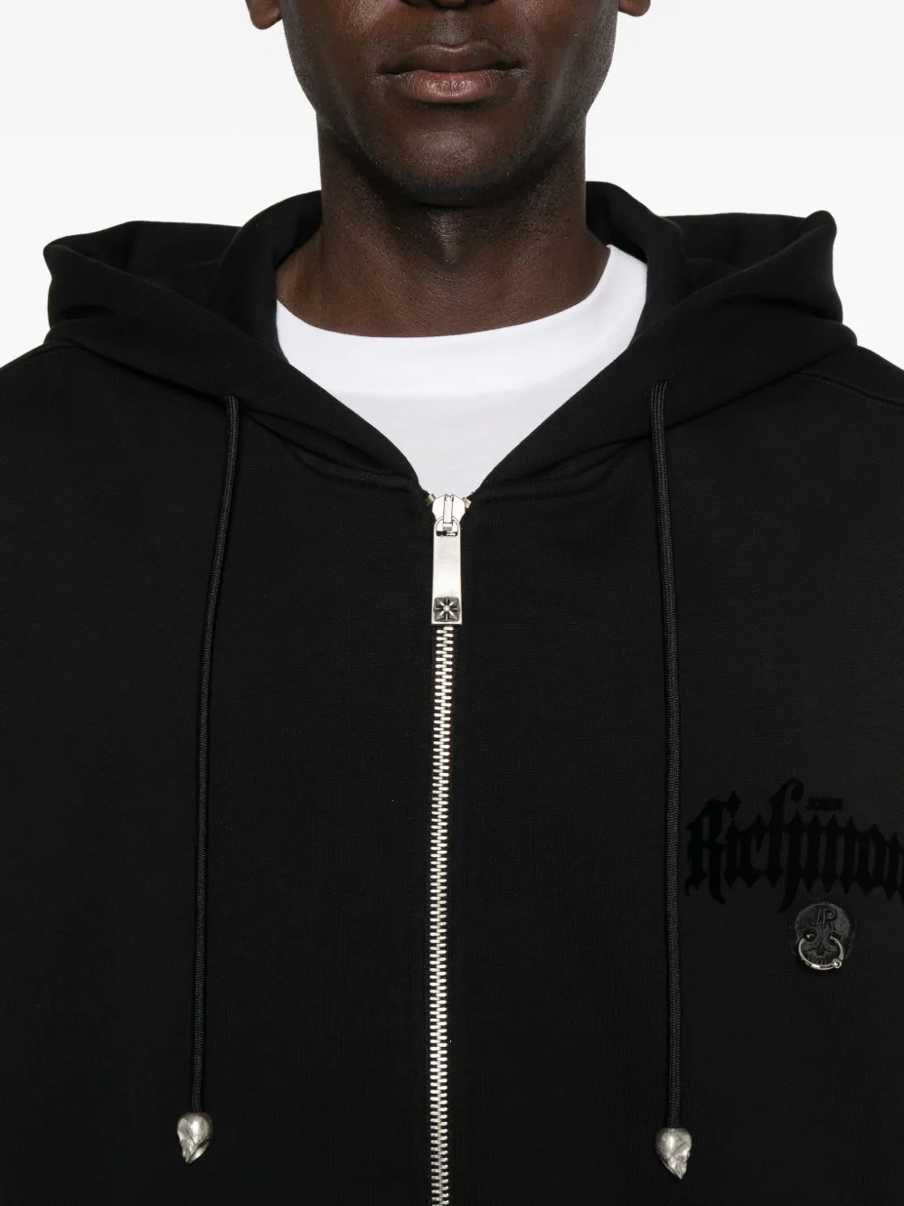 John Richmond Hoodie met geborduurd logo Zwart