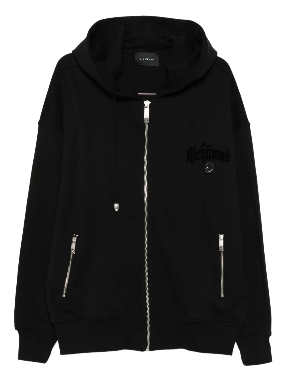 John Richmond logo-embroidered zip-up hoodie | Black | Image 1