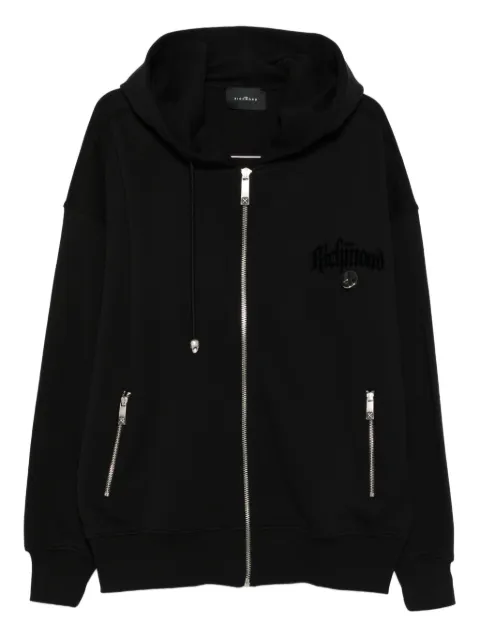 John Richmond logo-embroidered zip-up hoodie