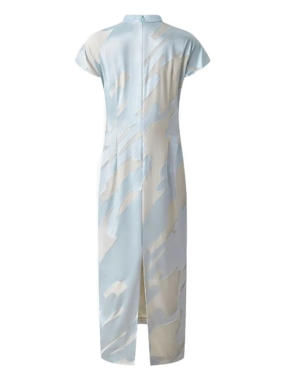 Shanghai Tang braided-neckline jacquard dress - Blauw