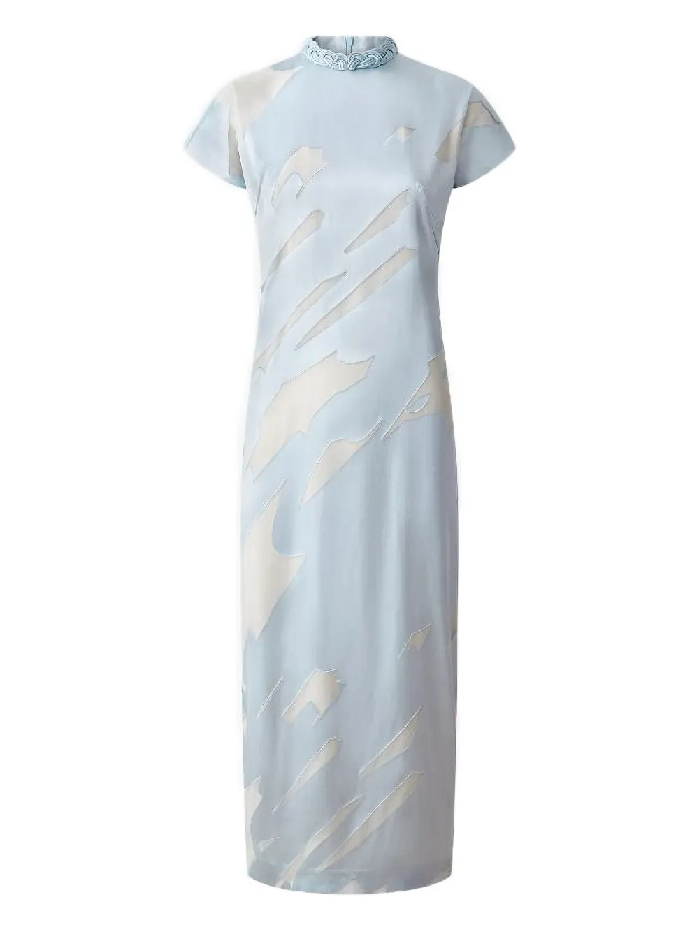 Shanghai Tang braided-neckline jacquard dress - ブルー Shanghai Tang braided-neckline jacquard dress - ブルー