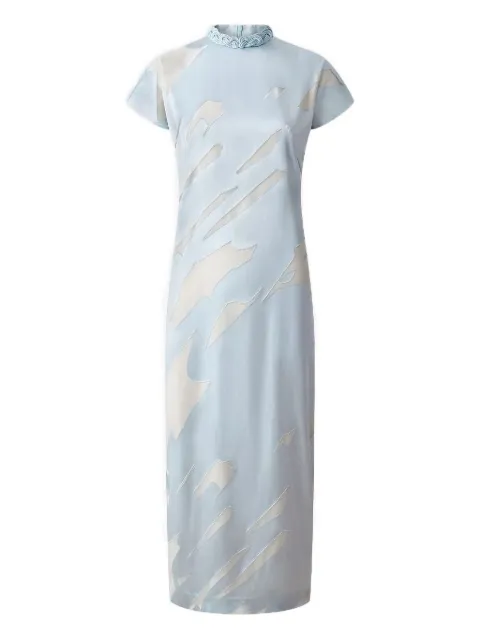 Shanghai Tang braided-neckline jacquard dress