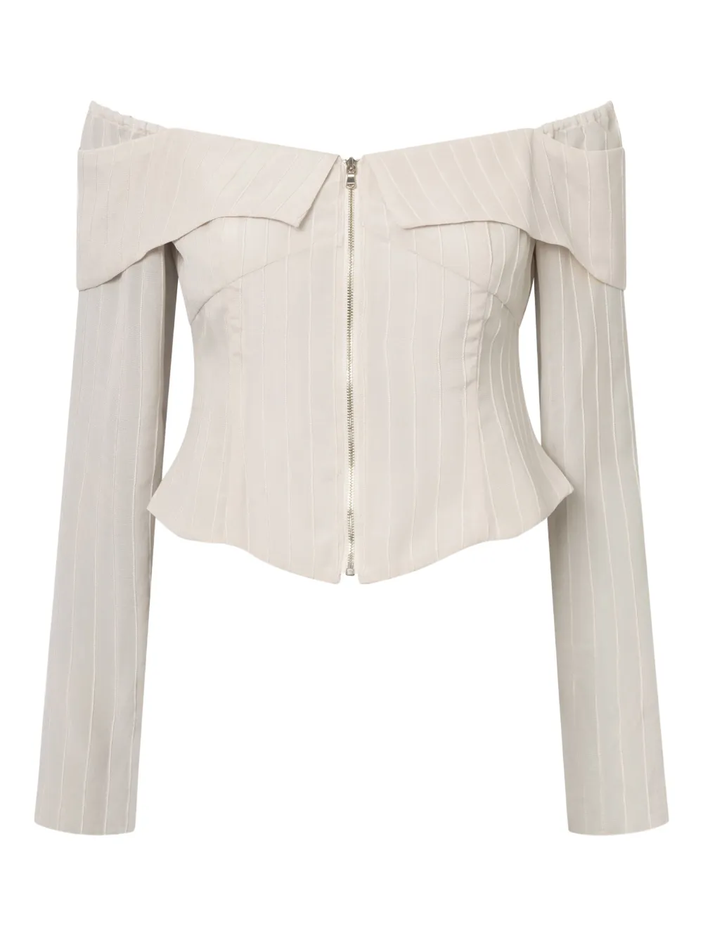 Elena Velez off-shoulder zip-front blouse - ニュートラル Elena Velez off-shoulder zip-front blouse - ニュートラル