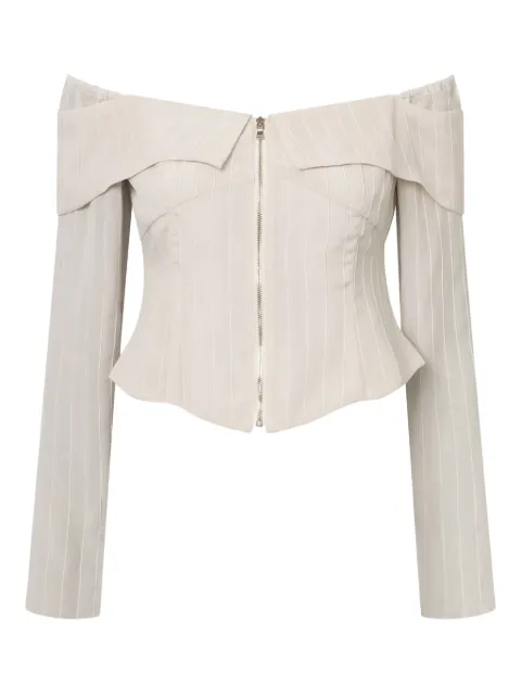 Elena Velez off-shoulder zip-front blouse