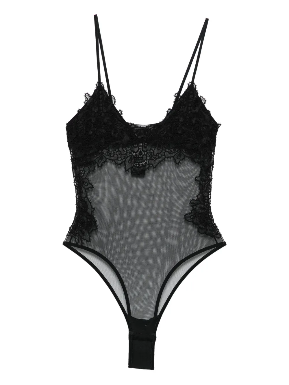 Ermanno Scervino Lace-trimmed Bodysuit In Black