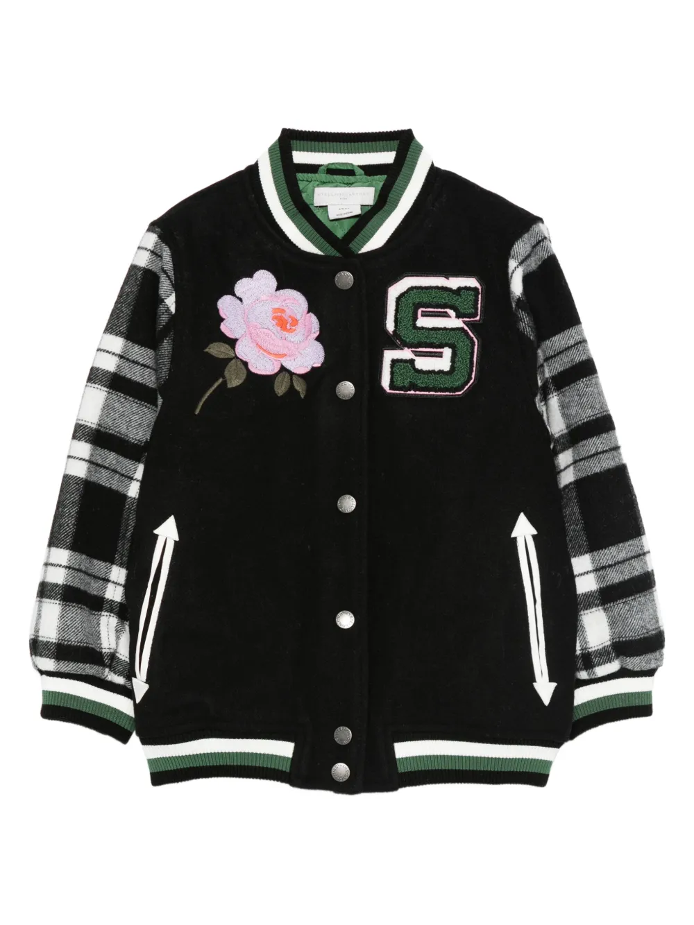Stella McCartney Kids rose-embroidery bomber jacket | Black | Image 1