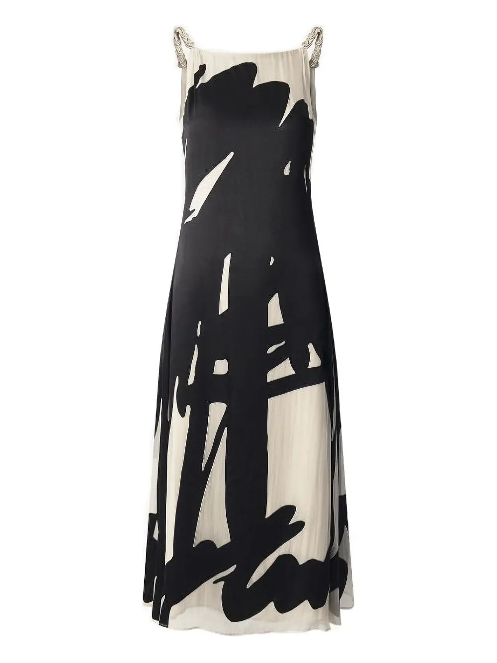 Shanghai Tang Abito in seta con stampa astratta - Nero