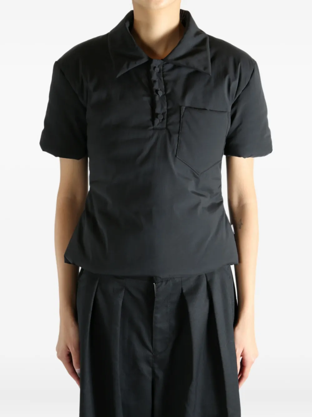MM6 Maison Margiela padded polo shirt - Zwart