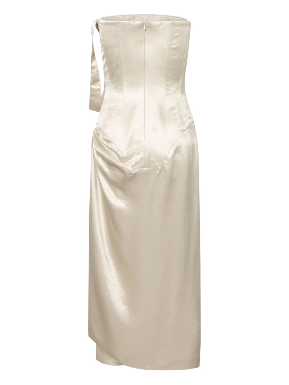 Elena Velez Landwalker asymmetrical buckle-fastening midi dress - Beige