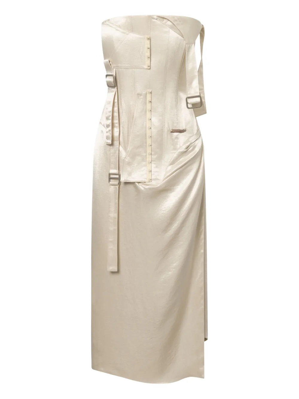 Elena Velez Landwalker asymmetrical buckle-fastening midi dress - Elena Velez Landwalker asymmetrical buckle-fastening midi dress -