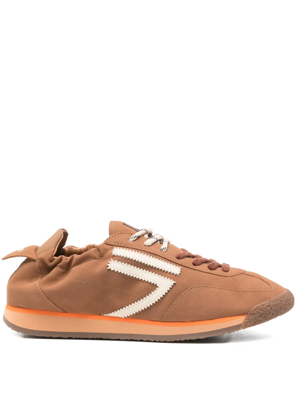 Puraai lace-up side-stripe sneakers Brown