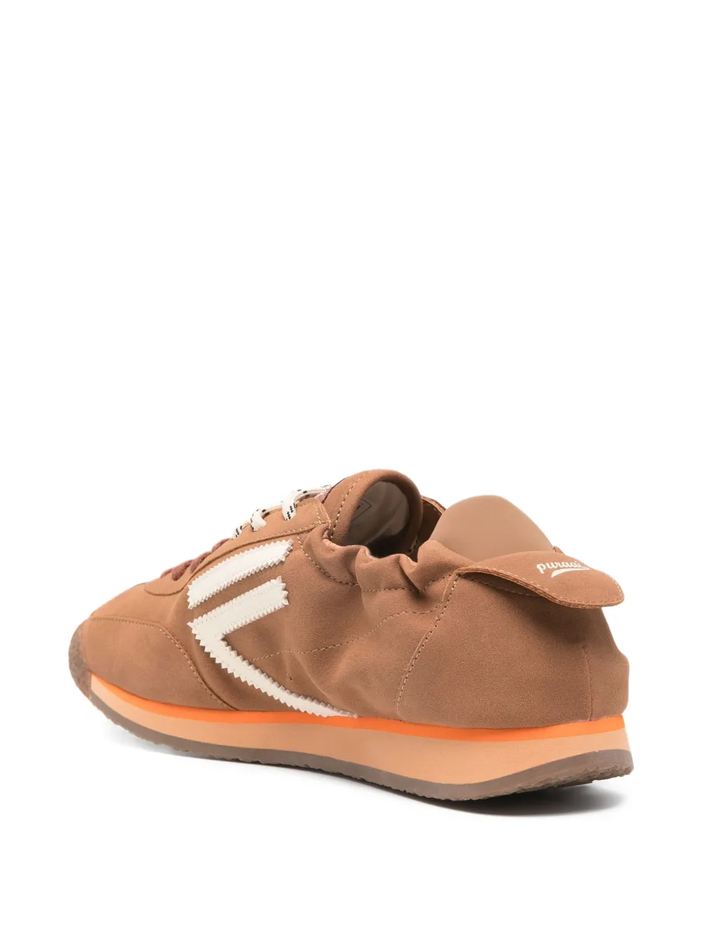 Puraai lace-up side-stripe sneakers Brown