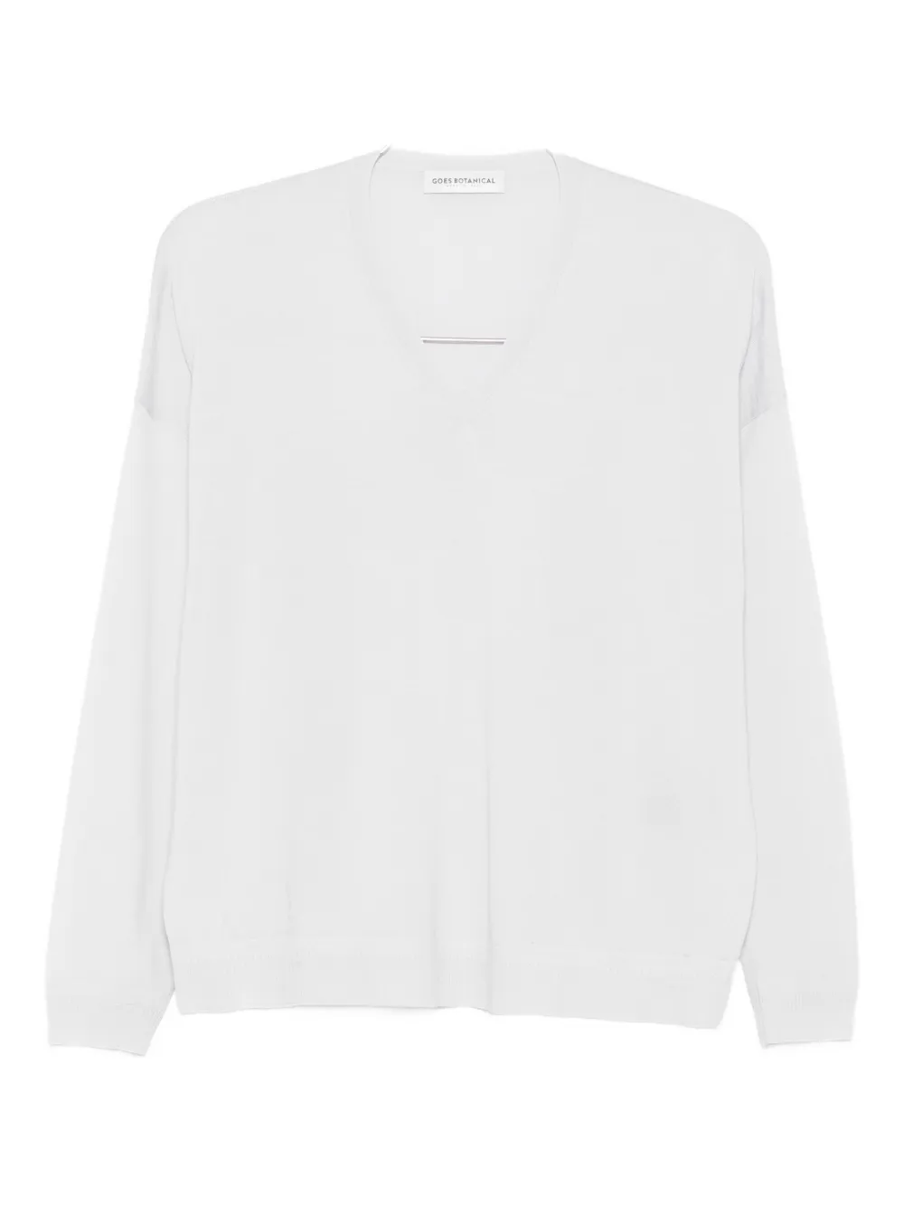 Goes Botanical V-neck Long-sleeve Sweater In White