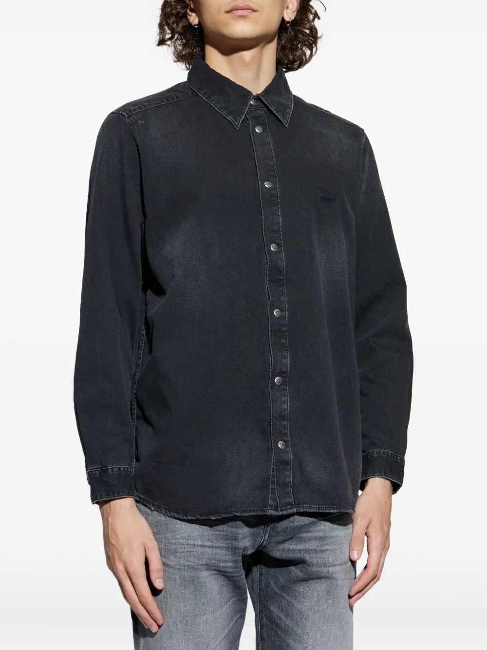 Diesel D-Simply denim overhemd met borduurwerk Zwart