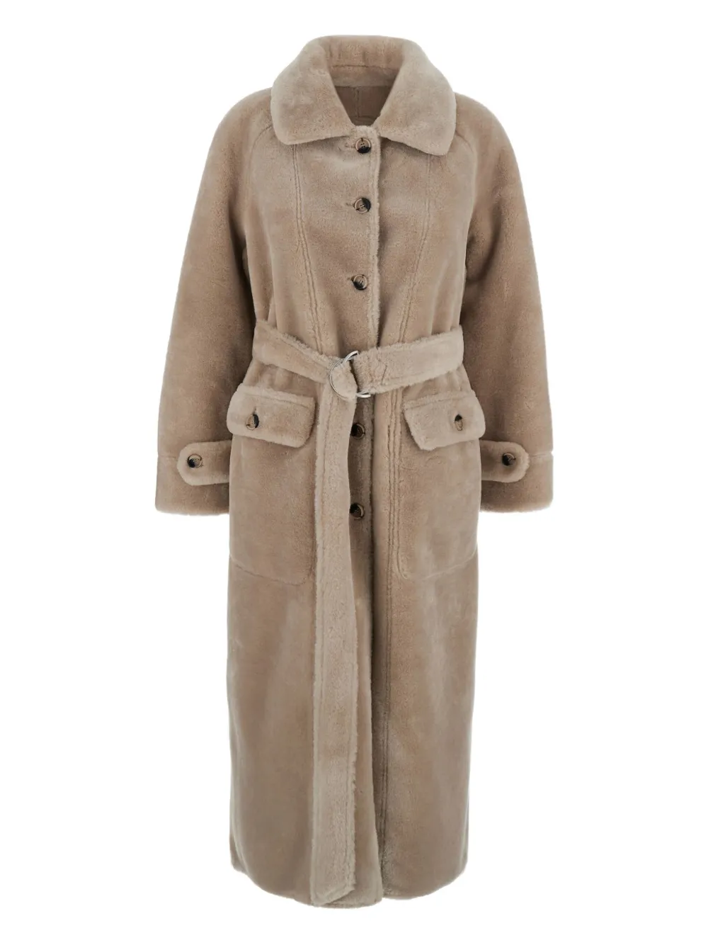 Urbancode Belted Buttoned Coat In Gray