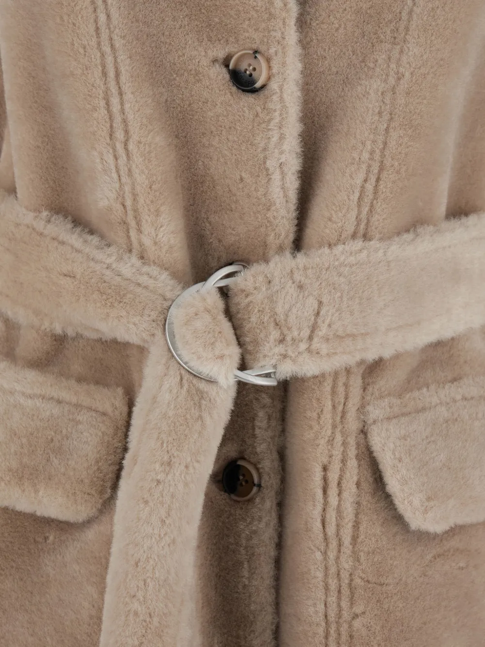 Urbancode Belted Buttoned Coat In Gray