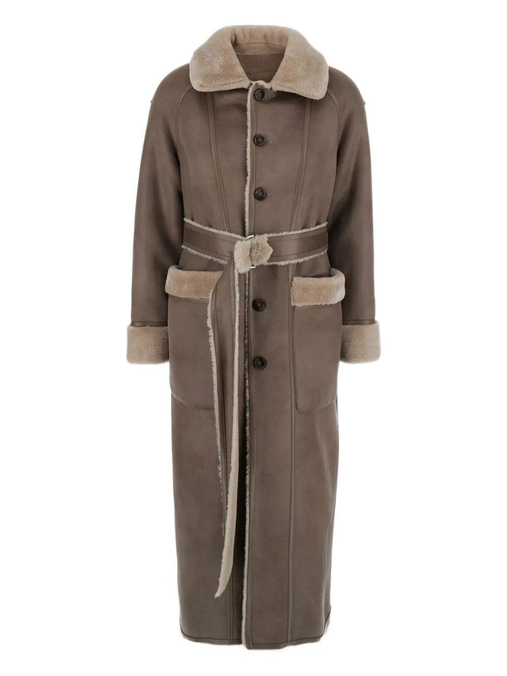 Urbancode belted buttoned coat - ニュートラル Urbancode belted buttoned coat - ニュートラル