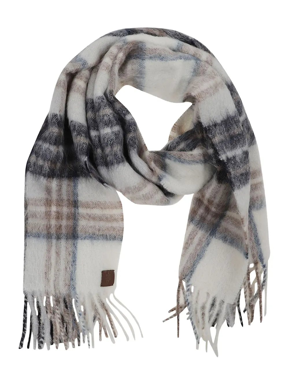 Eleventy plaid fringed scarf | White | Image 1