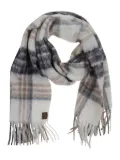 Eleventy plaid fringed scarf - White