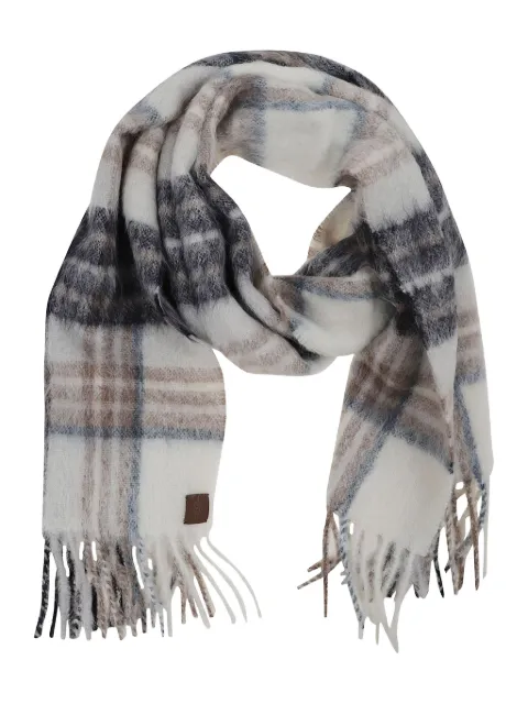 Eleventy plaid fringed scarf