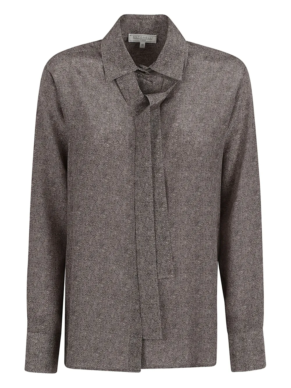 Antonelli tie herringbone blouse | Brown | Image 1