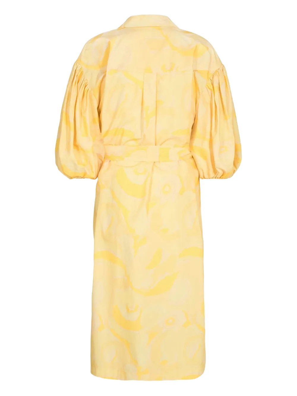 REMAIN puff-sleeve print dress | Yellow | Image 1