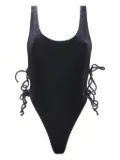 Reina Olga Bowie velvet lace-up swimsuit - Black
