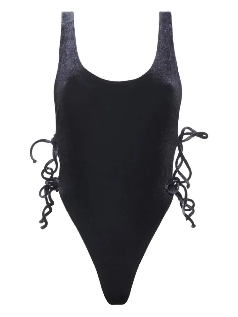 Reina Olga Bowie velvet lace-up swimsuit