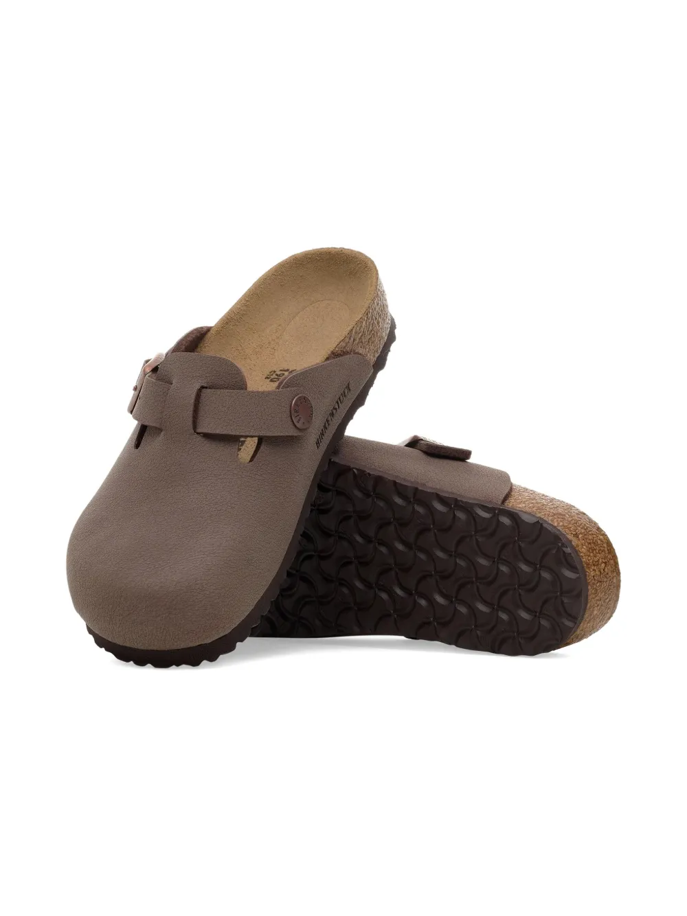 Birkenstock Kids Boston slippers met gespsluiting Bruin