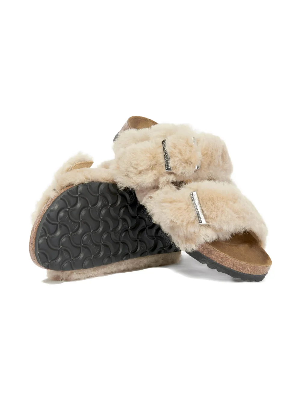 Birkenstock Kids Fur Buckle Flip Flops - Beige