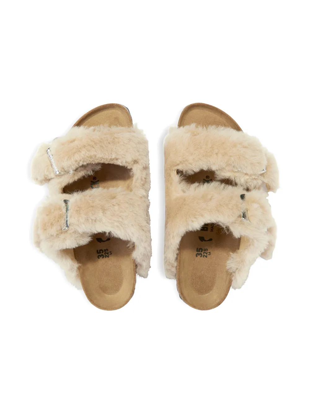 Birkenstock Kids Teenslippers met gesp van imitatiebont Beige