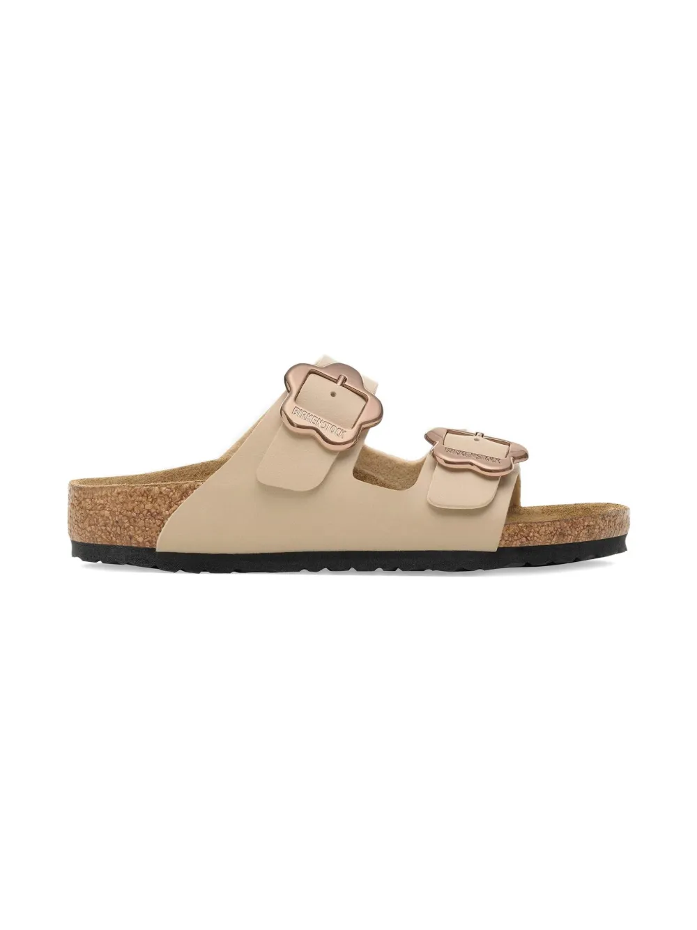Birkenstock Kids Arizona sandalen met bloemgesp Beige