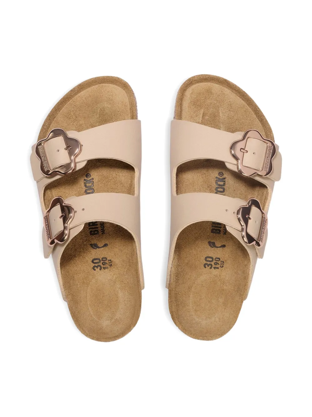 Birkenstock Kids Arizona sandalen met bloemgesp Beige