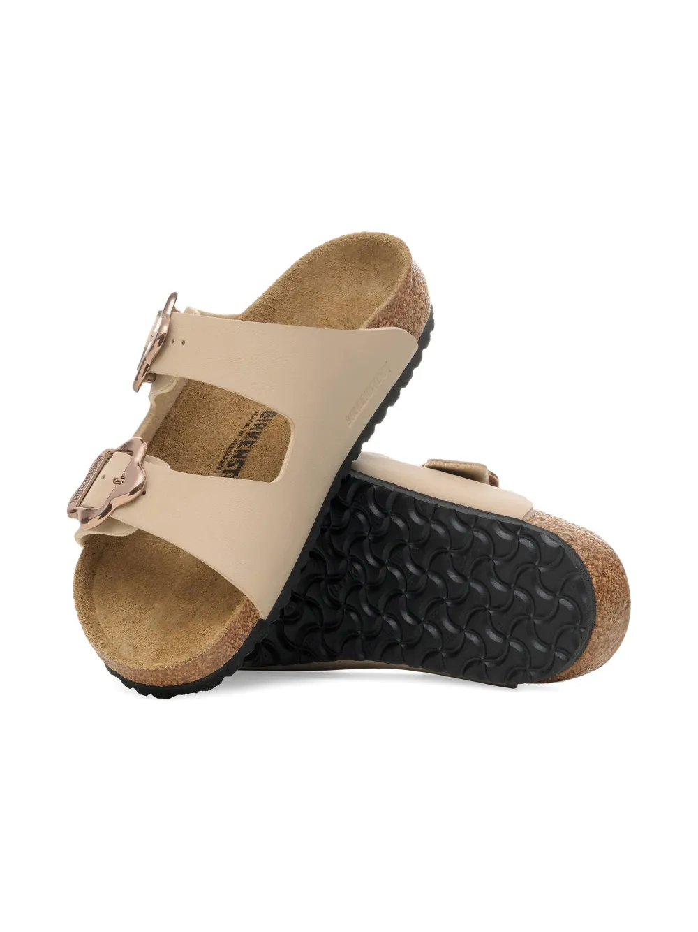 Birkenstock Kids Arizona sandalen met bloemgesp Beige