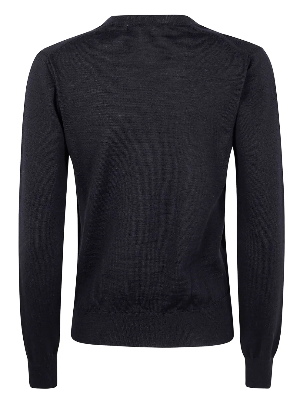 Comme Des Garçons Ribbed Hem Long Sleeve Crew Neck Cardigan In Black