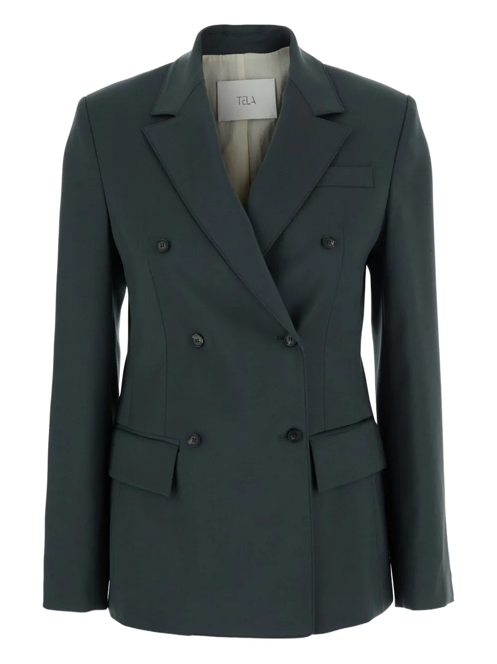 Tela double-breasted peak-lapel blazer - グレー Tela double-breasted peak-lapel blazer - グレー