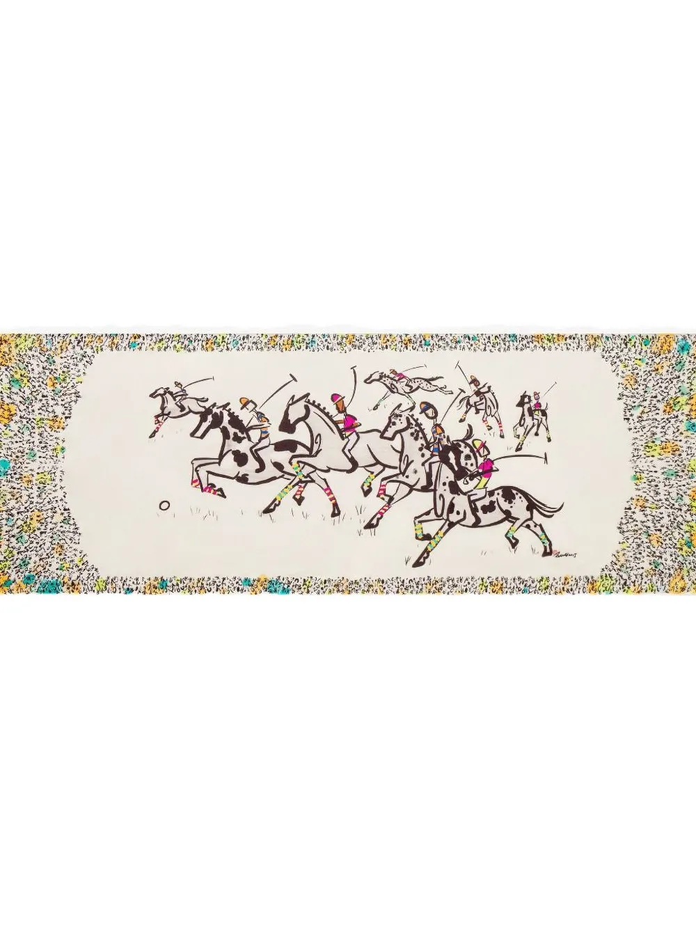 Shanghai Tang equestrian print silk scarf - Wit