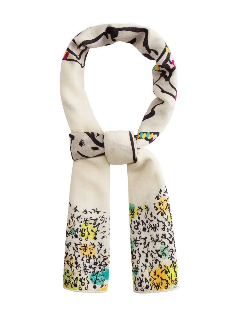 Shanghai Tang Equestrian Print Silk Scarf In Neutral