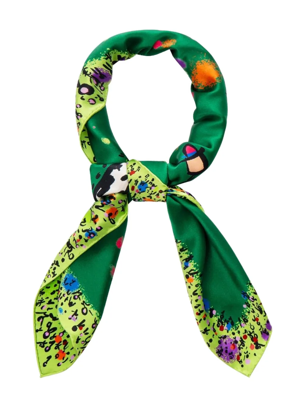 Shanghai Tang equestrian print silk scarf - Groen