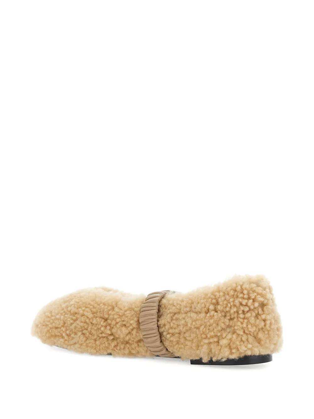 Pollini shearling leather-strap flats Neutrals