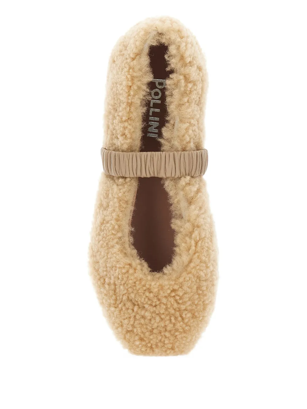 Pollini shearling leather-strap flats Neutrals
