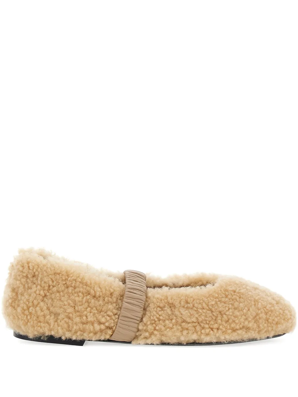 Pollini shearling leather-strap flats - ニュートラル Pollini shearling leather-strap flats - ニュートラル